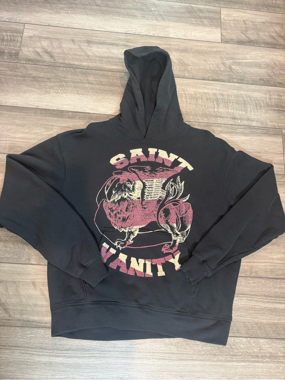 Saint Vanity Graphic Black Hoodie - Men's Pullover Sweater